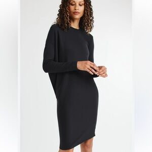 Kit and Ace Black Technical Cashmere Wave Long Sleeve Dress 8